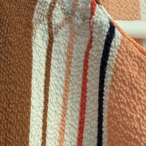 Monteau Striped Tie Front Blouse Womens Large Keyhole Back Short Sleeve Top - Picture 8 of 12